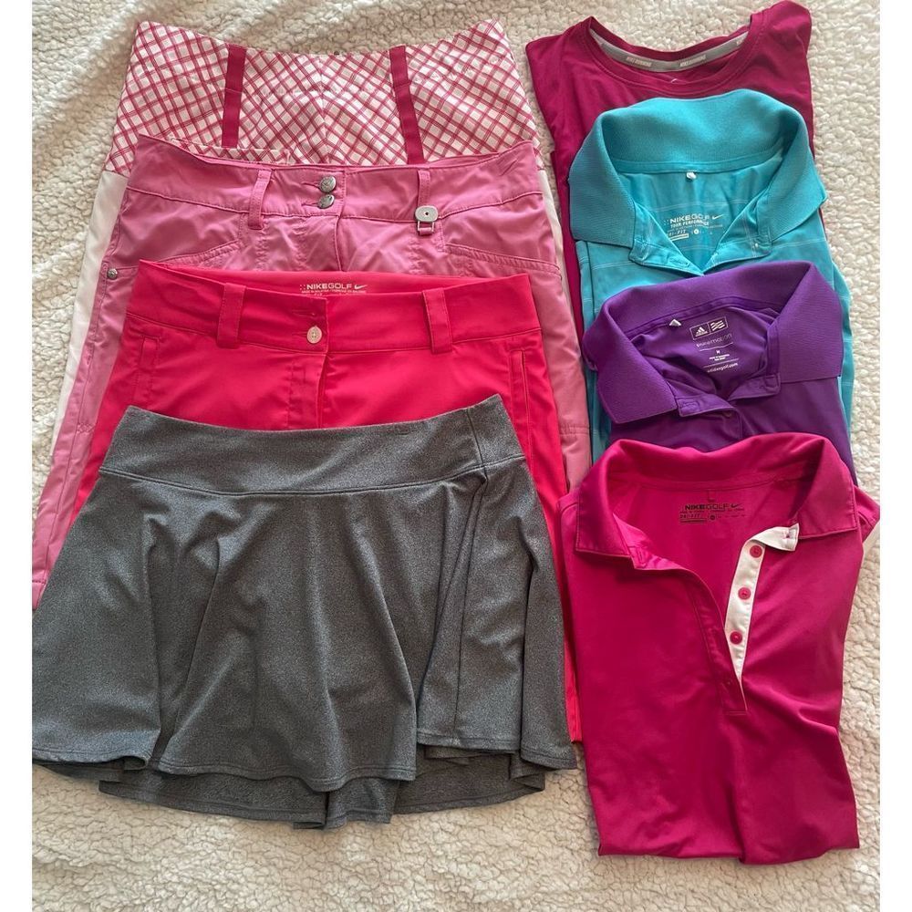 Ladies Golf Apparel Lot Nike, Adidas, Hagar, Collared Tank, Skirt/Short EUC